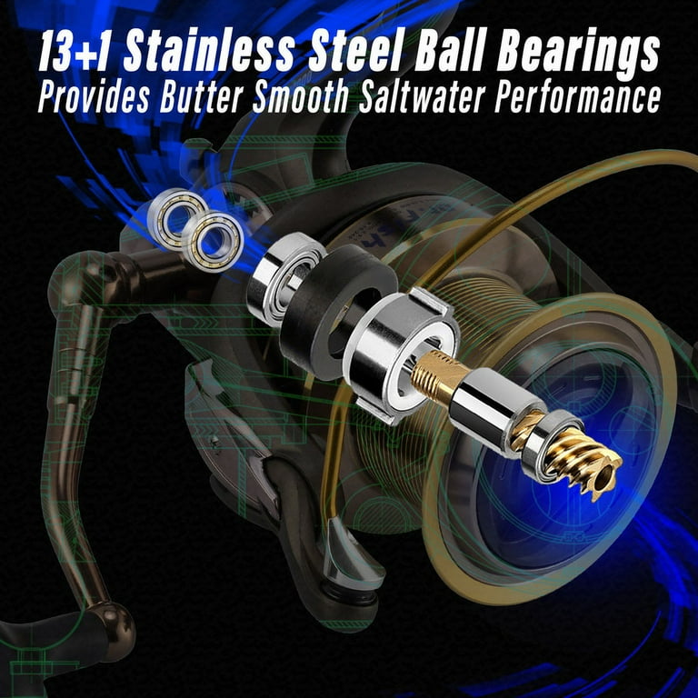 Saltwater Spinning Reel 10000/11000 Surf Fishing Reel Graphite 11+1  Stainless Steel BBS 31LB Max Drag Heavy Duty Surf Casting Sea Offshore  Catfish