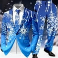thumbnail image 2 of Christmas Mens Suit 2 Piece One Button Xmas Jacket Blazer with Pockets And Pant Set Funny Snowflake Slim Fit Winter Party Mens Suits, 2 of 3