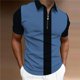 thumbnail image 4 of Camisas de Manga Corta para Hombre, Camisa de Malla con Cremallera de la Mitad de la Solapa Colorblocking, Primavera Verano Casual Top, 4 of 6