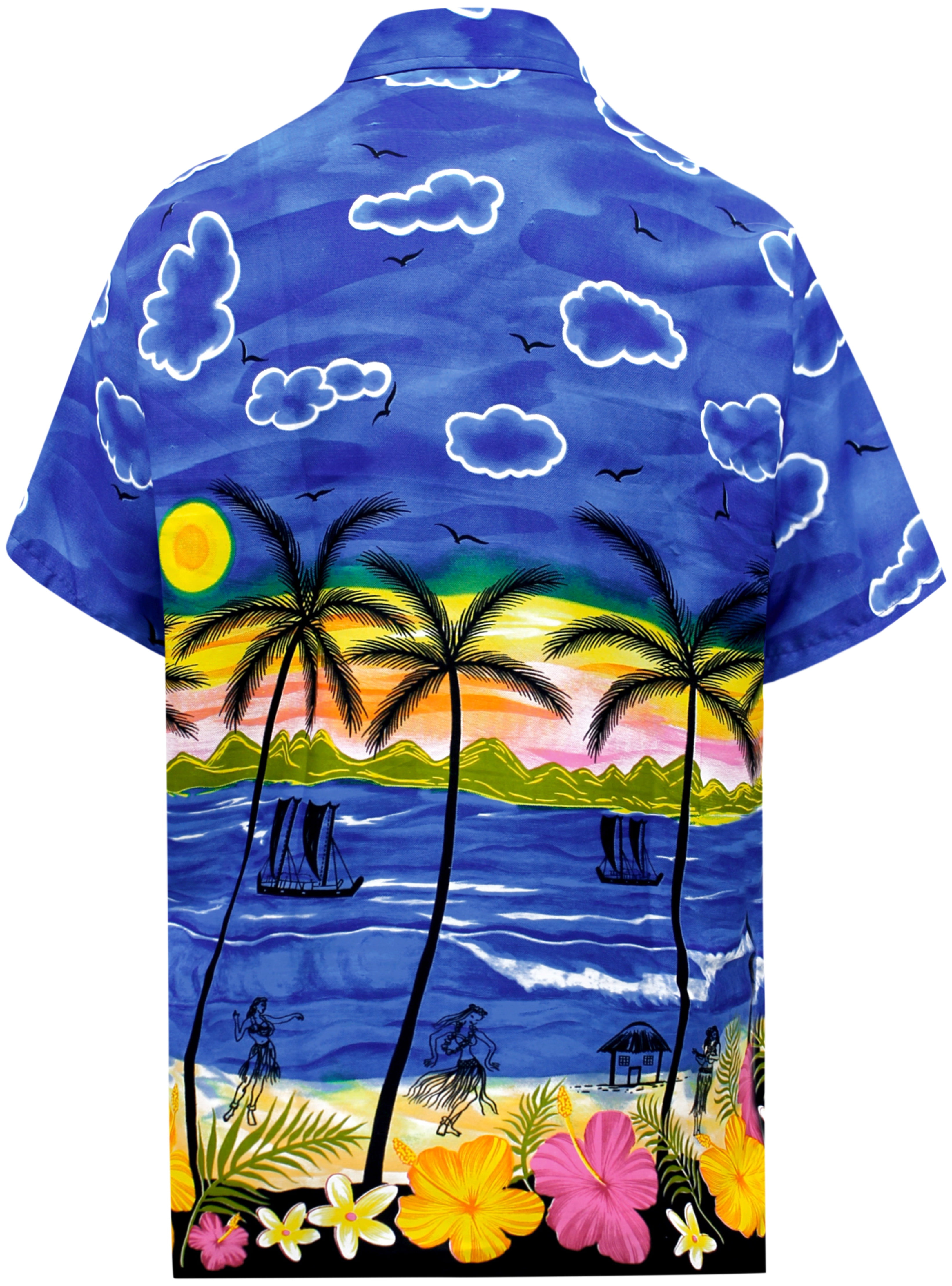 Mens Regular Fit Camp Palm tree Short Sleeves Button Down Hawaiian Shirts aloha 
