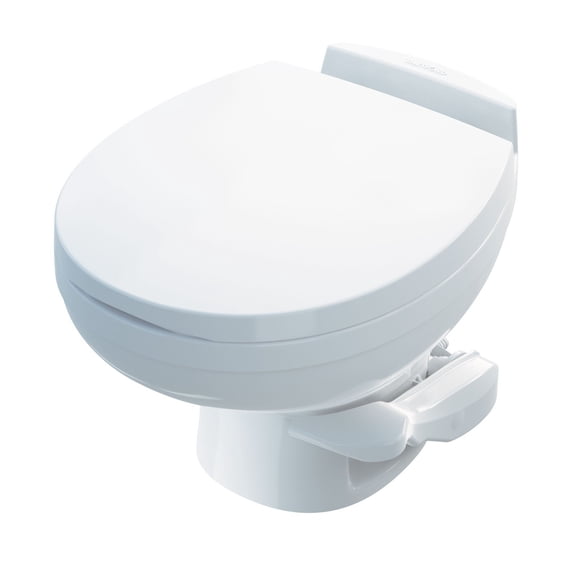 Thetford Toilet 42170 Aqua Magic Residence; Permanent; Low Profile; Round Seat With 12-1/2 Inch Seat Height; Pedal Flush Control; Full Bowl Flush; White; Without Water-Saving Hand Sprayer