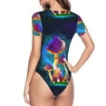 thumbnail image 4 of Daiia Magic Mushrooms ,Fireflies print Women's Crew Neck Short Sleeve Bodysuit Fashion Tops Fit Casual Basic Extender Bodysuit-XX-Large, 4 of 9