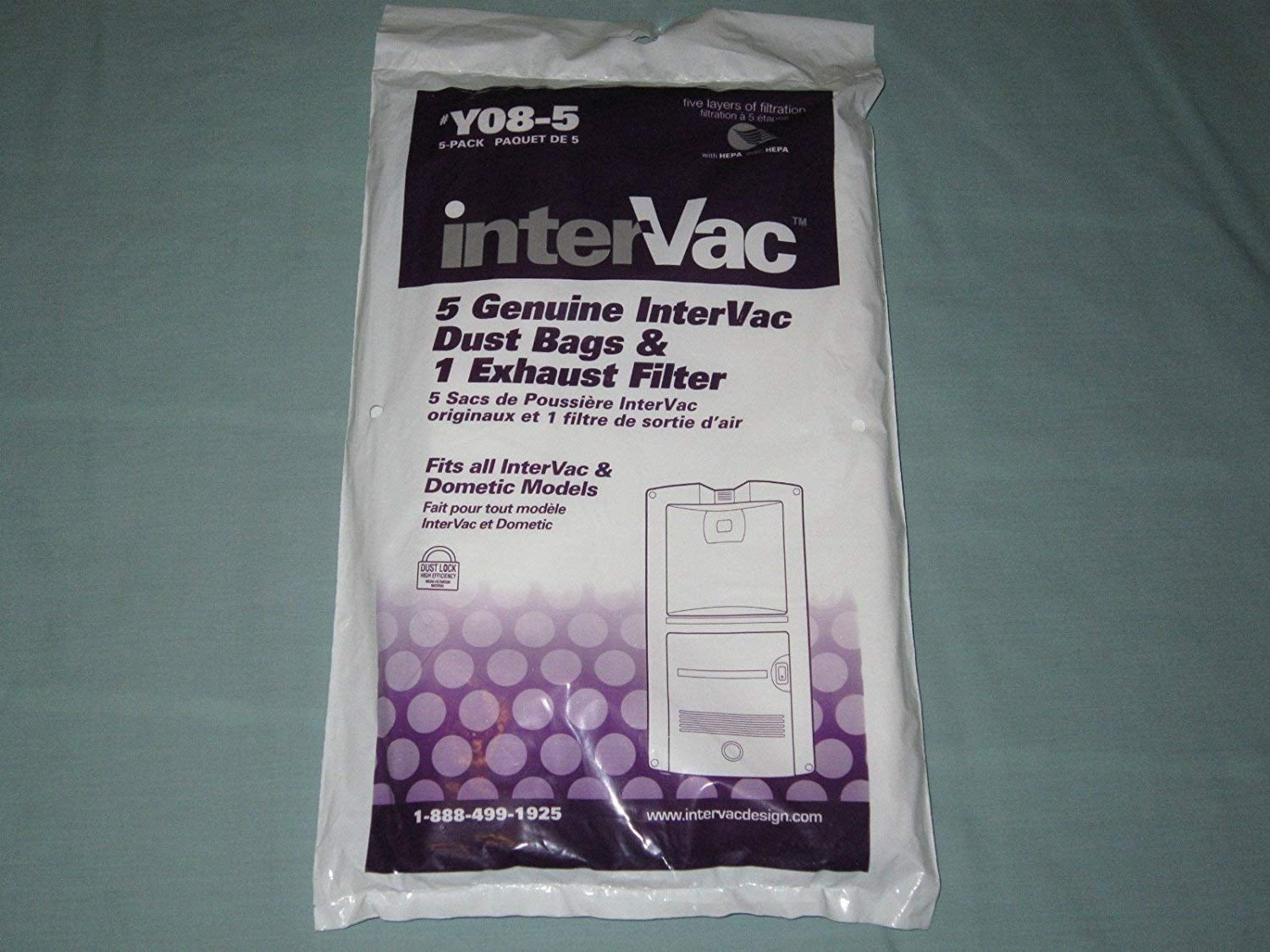 5 Replacement Hypo Allergenic Dust Bags & 1 Motor Filter for Intervac CS6 CS8 