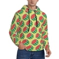 thumbnail image 2 of Pofeuu Summer Watermelon Print Mens Casual Hooded Collar Drawstring Hoodies Pullover Sweatshirts Casual Long Sleeve Shirts-4X-Large, 2 of 7