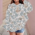 thumbnail image 4 of SGFCWSX Kids Hooded Sweatshirt Girls Lightwight Hoodie Soft Leaf Print with Pockets Top Blue Size 5 Years, 4 of 8