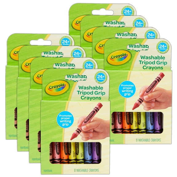 Crayola Washable Tripod Grip Crayons, 8 Per Pack, 8 Packs