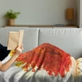 thumbnail image 3 of Leaves Soft Flannel Fleece Throw Blanket, 2 Different Fall Tree in Distinctive Color in Watercolors Design Woodland Boho, Cozy Plush for Indoor and Outdoor Use, 50" x 70", Yellow Orange, by Ambesonne, 3 of 5
