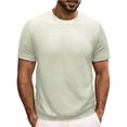 thumbnail image 2 of Men's Casual Short Sleeve T-Shirt Top Solid Color Crewneck Round Neck Collar Blouse Loose Fit Soft Cotton Daily Wear Streetwear Modern Fashion Essential | AESTIVO,White 2XL, 2 of 8