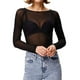 thumbnail image 4 of ICHUANYI Clearance Women See-Through Long Sleeve Seamless Arm Shaper Top Mesh Shirt Blouse(Black, S) ICHUANYI WER2023080711477, 4 of 7