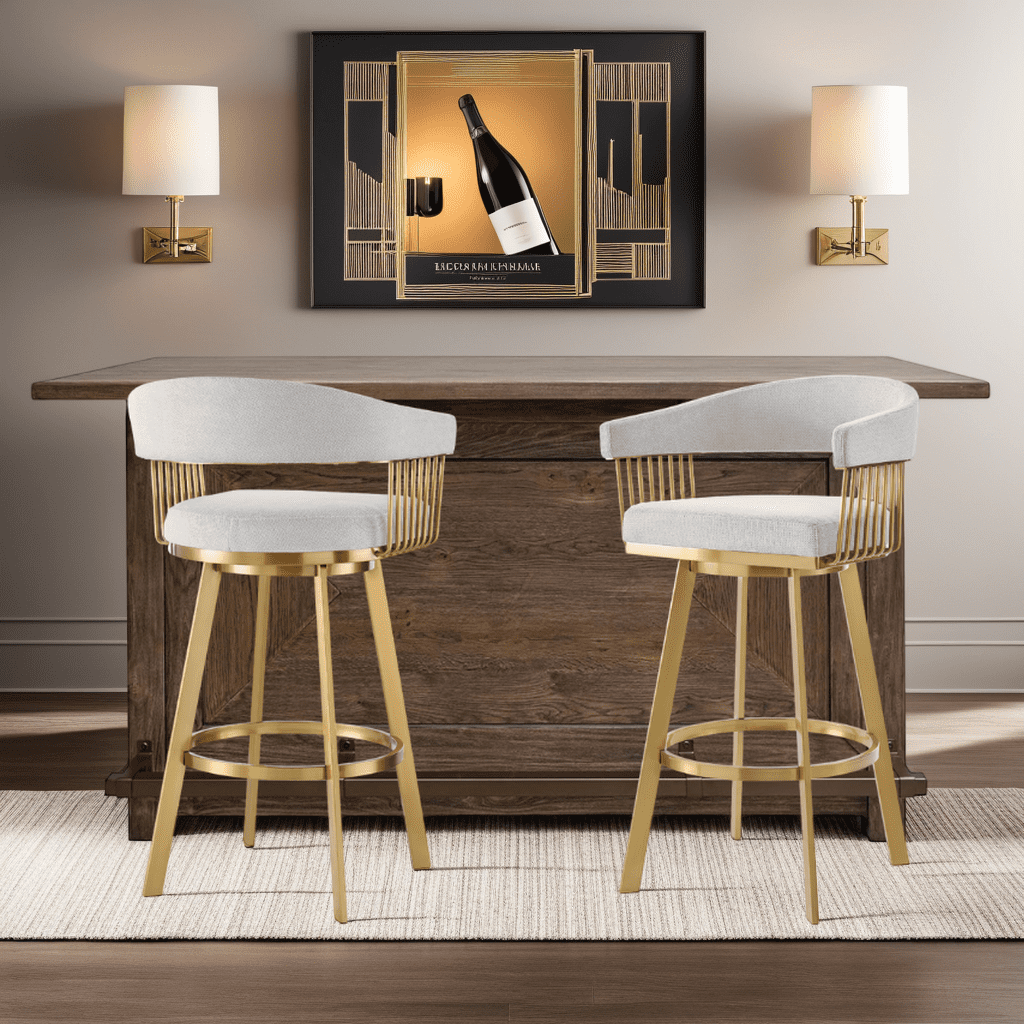 Chelsea 30" Swivel Bar Stool with Gold Brushed Stainless Steel and Silver Fabric