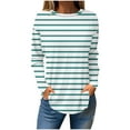 thumbnail image 2 of Fznquz Women's Sweatshirts Pullover Casual Long Sleeve Tunics Loose Fit Blue Oversized Striped Womens Fall Clothing, 2 of 5