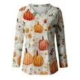 thumbnail image 4 of Inverlee Thanksgiving Shirts Women Cute Turkey Pumpkin Print Tees Trendy Raglan Sleeve Gifts T-shirts V Neck Dressy Casual Blouse Tops, 4 of 4