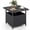Black, variant on Outdoor Wicker Side Table with Umbrella Hole, PE Rattan Square Coffee Table with Resin Top, Metal Frame, Small End Side Table for Garden, Yard, Poolside, Deck