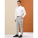 thumbnail image 4 of Pantalones de tela escocesa de negocios para hombres Pantalones de vestir a cuadros de lápiz ajustados con cordón blanco 34 Unique Bargains Pantalones, 4 of 6