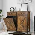 thumbnail image 6 of Arlopu Double Tilt Out Trash Cabinet, Wooden Kitchen Garbage Can Holder Recycling Bins Cabinet, 6 of 11