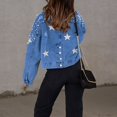 thumbnail image 6 of Ruyang Women's Long Pearl Beaded Denim Jacket Ripped Star Embroidered Denim Jacket Outerwear Plus Size Women Coats 1x, 6 of 8