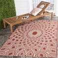 thumbnail image 3 of SAFAVIEH Courtyard Thane Nautical Indoor/Outdoor Area Rug, 8' x 11', Red/Beige, 3 of 12