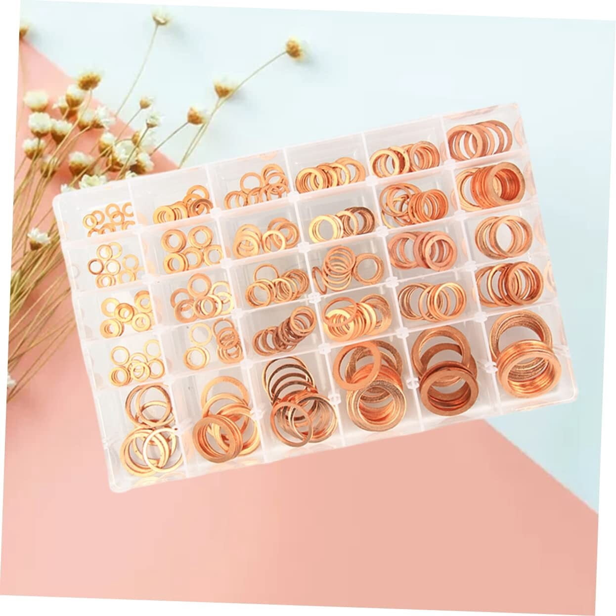 300pcs Flat Washer Hydraulic Fittings Washers Sealing Gasket Oil Washers Gasket Oil Crush Washers Lock Washer Assortment Oil Drain Gasket Metric Washer Gasket