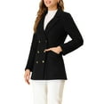 thumbnail image 4 of MODA NOVA Juniors Notched Lapel Long Sleeves Double Breasted Winter Trenchcoat, 4 of 5