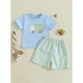thumbnail image 3 of BemeyourBBs Boy Summer Outfit Truck Embroidery Short Sleeve T-Shirt Plaid Shorts, 3 of 9