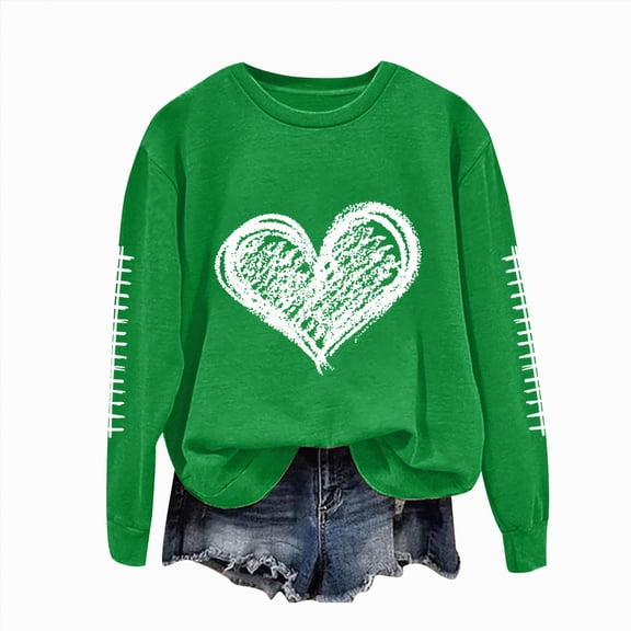 Towmus Women's Cute Love Heart Sweatshirt Casual Long Sleeve Crew Neck Sweatshirts Fall Loose Fit Y2k Pullover Tops