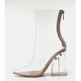 thumbnail image 5 of CAPE ROBBIN Crystal Glaze Womens Perspex Lucite Clear Pointy Toe Chunky Heel Ankle Boots, 5 of 7