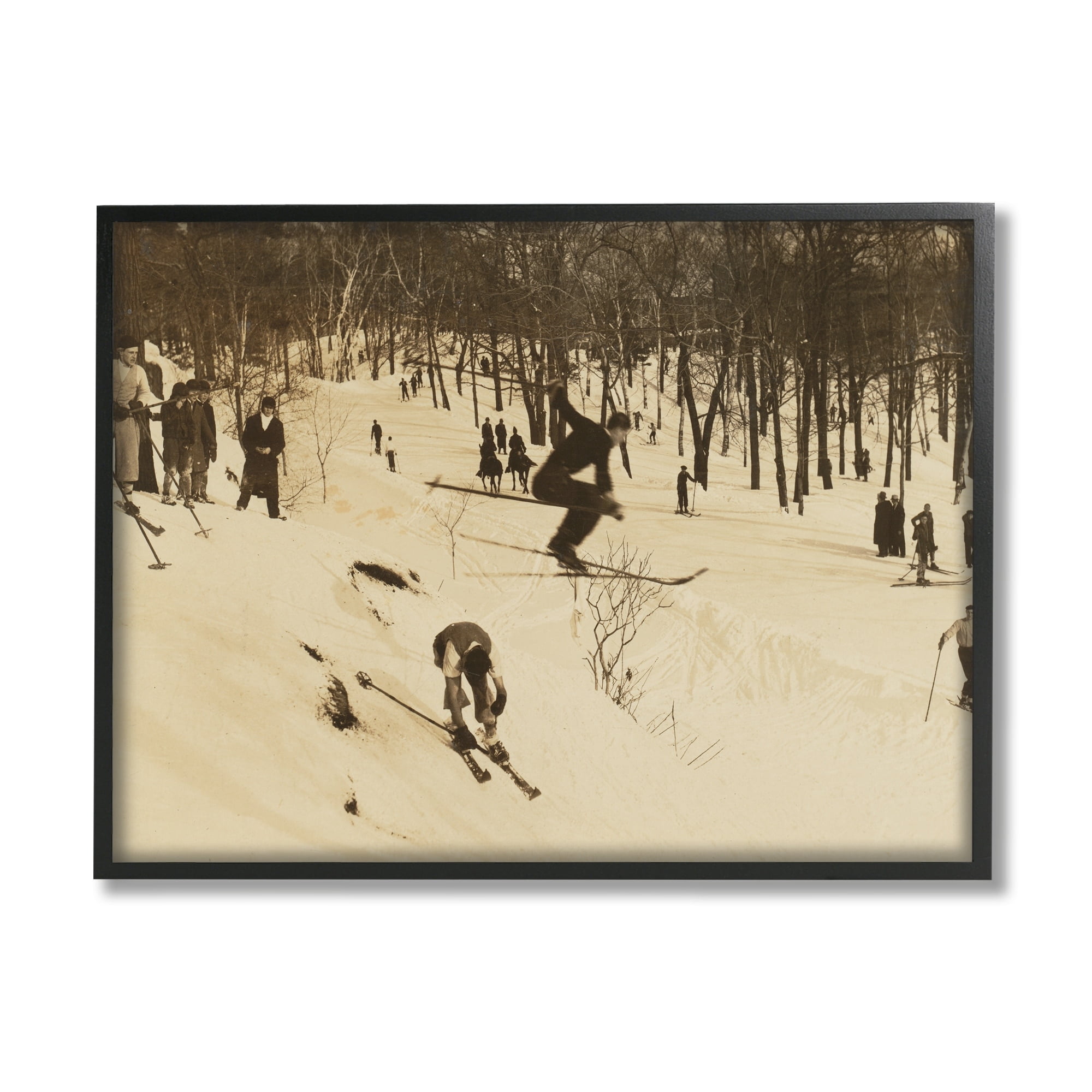 Stupell Industries Vintage Ski Slopes Winter Athletes Sepia Tone Photography, 20 x 16, Design by Wild Apple Portfolio