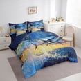 thumbnail image 2 of Feelyou Splash Pike Fish Wildlife Bedding Comforter Set for Men Adults, Rustic Farmhouse Landscape Full Bedding Set, Blue Gold, Blue Reversible, 7-Piece, 2 of 7