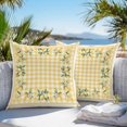 thumbnail image 3 of Throw Pillow Covers 18x18 Inch Set of 2, Yellow Lemons Waterproof Outdoor Pillow Covers, Floral Wreath Leaves Buffalo Plaid Decorative Cushion Pillowcases for Couch, Sofa, Bed, Garden, Patio, 3 of 9
