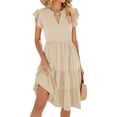 thumbnail image 4 of Women'S Summer Dress V Neck Short Sleeve Midi Sundress Flowy Tiered Beach Dresses with Pockets Color XXL, 4 of 9