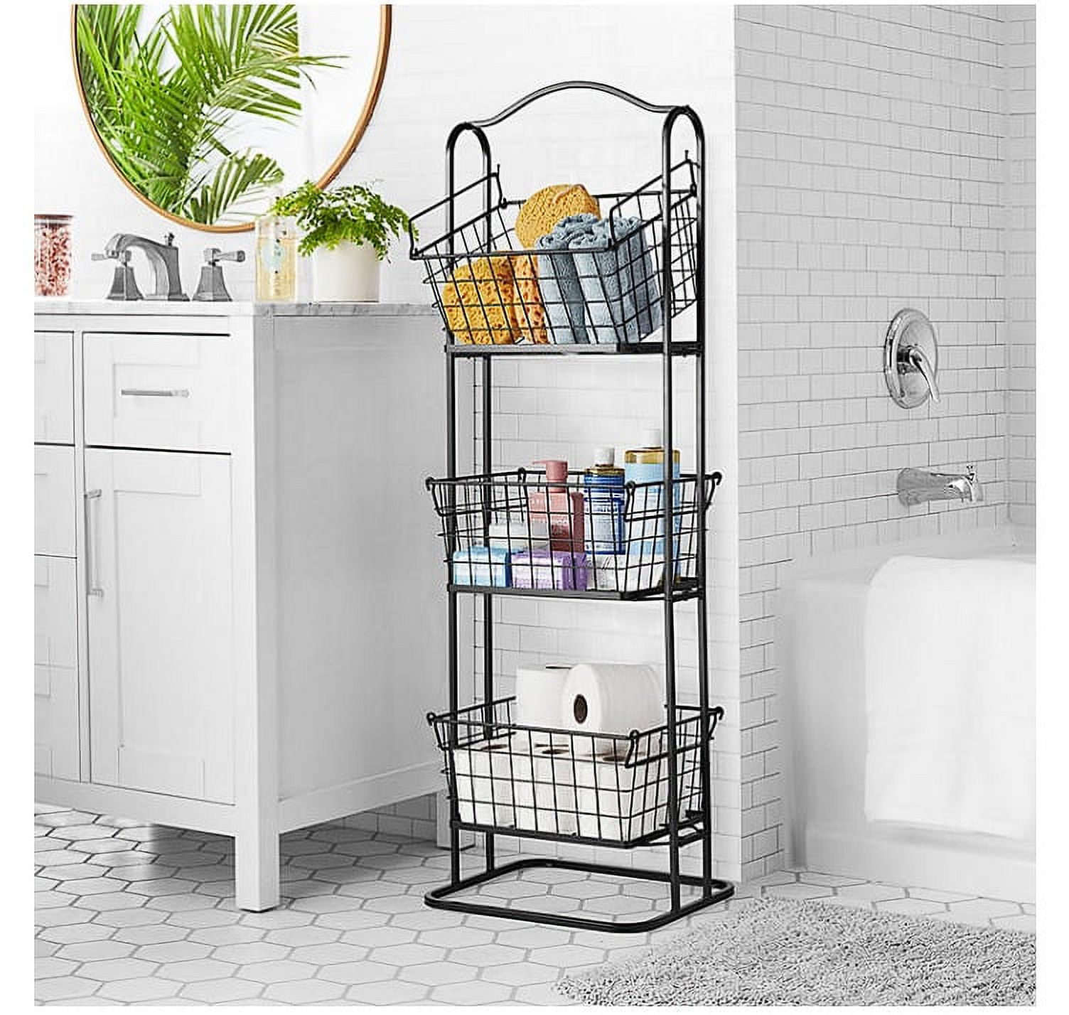 74-079 3-Tier Standing Black Wire Basket - Black - Walmart.com