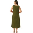 thumbnail image 3 of eloria Women Tunic Top Maxi Sleevless Round Neck Casual Dress Color : olive Green Size : M, 3 of 6