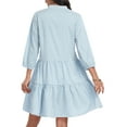 thumbnail image 2 of Aiyino Womens Plaid Button Down Shirt Dress V Neck Tunic Dress Pull Sleeve Ruffle Summer Casual Mini Dress, 2 of 8