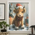 thumbnail image 4 of Christmas Cow Semi Sheer Curtains Drapes for Living Room, Bedroom, French Doors Window 63 Inches Long, Vintage Painting Winter Snowy Xmas Tree Rod Pocket Chiffon Curtain Drapery Voile Drape Panel, 4 of 6