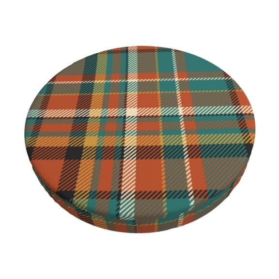 Logiee colorful plaid Print Stool Covers Round,Bar Stool Covers,Watedrproof Stool Slipcover with Elastic,Stool Cushion,Round Bar Stool Seat Covers for Bar Round Chair-12 inch