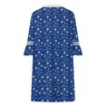 thumbnail image 5 of Vestidos informales de verano para mujer, túnica de fiesta de manga 3/4, vestido a media pierna con cuello en V informal bohemio con estampado de Cachemira y encaje con cuello en V Fridja  yut3305, 5 of 5