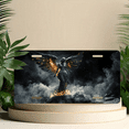 thumbnail image 6 of 1 Pcs 2D Flat License Plate Covers & Frames, Fiery Winged Statue For Decorative Front, Waterproof For Decoration Aluminum License Plate Covers & Frames Cover For Men Women, 12" X 6", 6 of 7