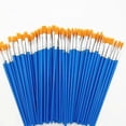 thumbnail image 1 of Juego de 50 pinceles con mango azul, pinceles planos de nailon, pinceles para acuarela al óleo., 1 of 2