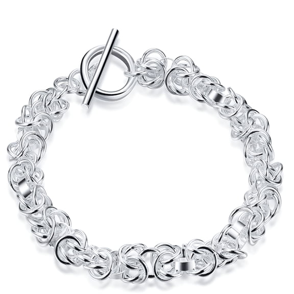 DESIGNICE Knotted Links Sterling Silver Toggle Bracelet for Woman Women'S Link Bracelets
