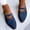 Blue, variant on 2025 Weave Sandal for Women Fashion Pointed Toe Closed Toe Cutout Strap Buckle Low Heel Casual Shoes Summer Comfortable Flat Slides Mules Shoes Khaki 40