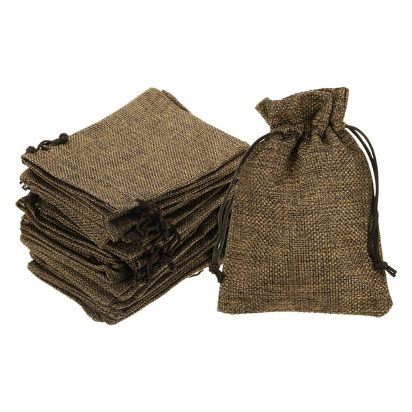 25Pcs Burlap Gift Bags with Drawstring 4 x 5.5" Linen Sacks Jewelry Gift Pouches Brown