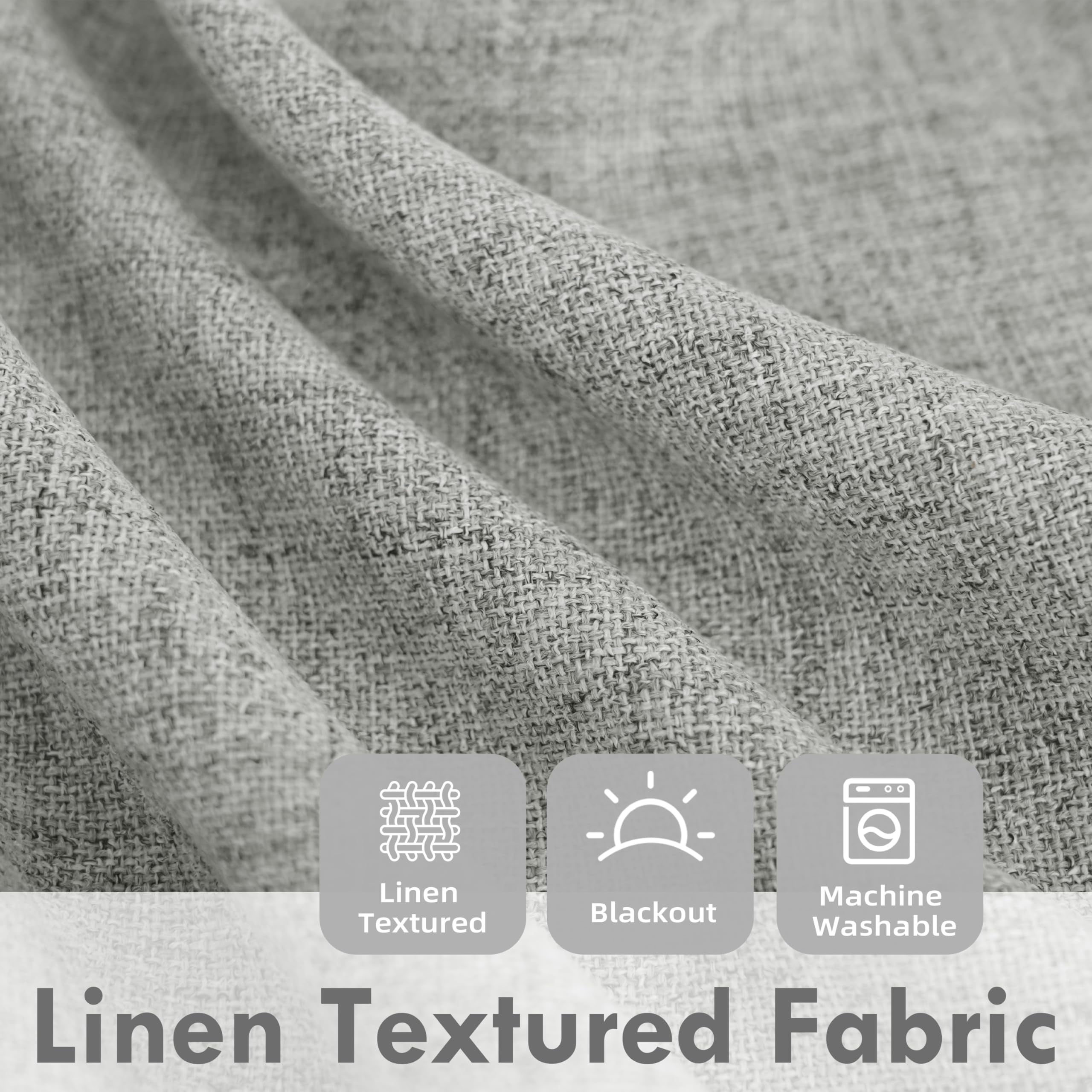 DriftAway Double Layer Linen Blackout Tie Up Curtains Thermal Insulated Fully Lined Balloon Roman Shade Bathroom Window Adjustable Rod Pocket for Small Window 25 Inch by 47 Inch Gray