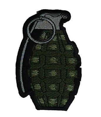 Embroidered Green Grenade Sew or Iron on Patch Biker Patch 