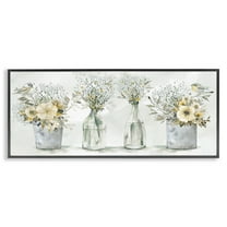 Stupell Industries Farmhouse Floral Bouquets Song Birds Rustic Vases, 24 x 10, Design by Carol Robinson