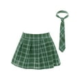 thumbnail image 2 of Eandarui Womens Plaid Pleated Mini Skater Skirt with Necktie High Waisted School Skirt Outfits Green S, 2 of 6