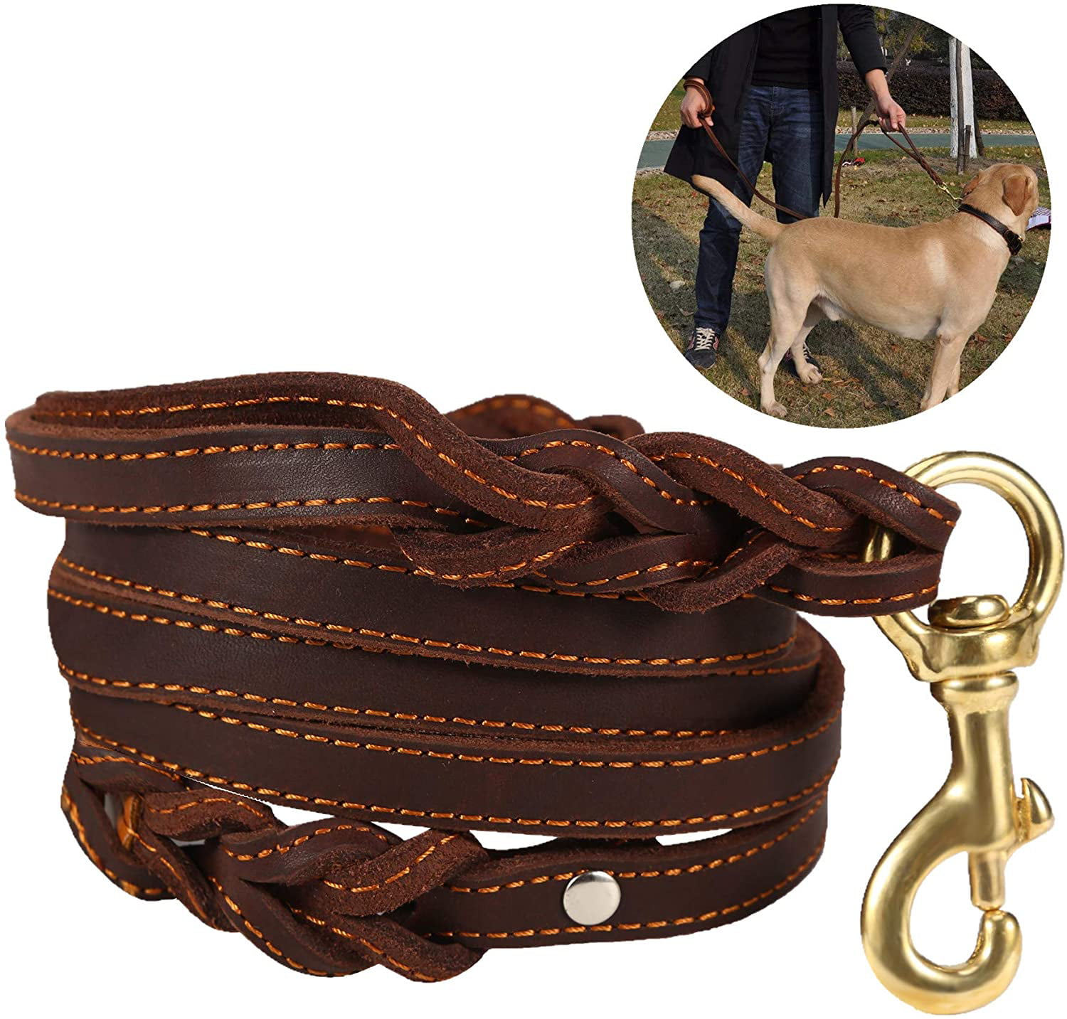 Two Dog Coupler Brown, Medium 15 Long by 5/8 Wide Genuine Leather Double Dog Leash 