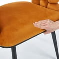 thumbnail image 3 of Set of 2 Modern Chair with Golden Color Iron Tube Legs, Soft Cushions and Comfortable Backrest, Suitable for Dining Room, Living Room, Cafe, Hairball Back (Orange), 3 of 8