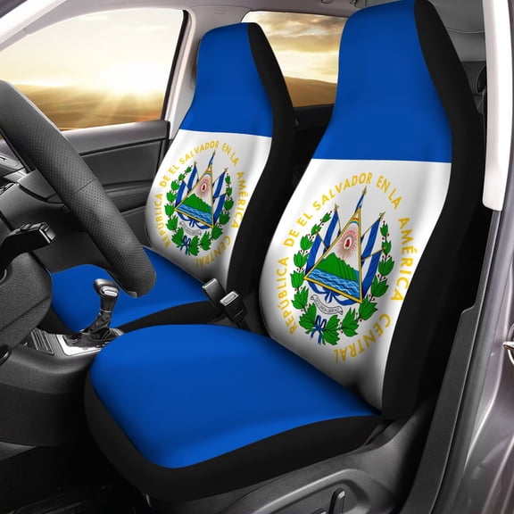 chaqlin El Salvador Flag Car Seat Covers Set of 2 Elastic Fabric Front Bucket Seat Covers Stretch Seats Protector Universal Fit Car Interior Decor