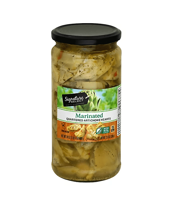 Artichoke Hearts Marinated Quartered One (1) Glass Jar - 24 Oz. (680g) - DR,WT, 13.4oz. (379g)
