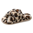 thumbnail image 3 of Womens Leopard Fuzzy Slippers Ladies Fashion Casual Memory Foam Open Toe House Shoes for Indoor and Outdoor Winter Warm Slip on, 3 of 4